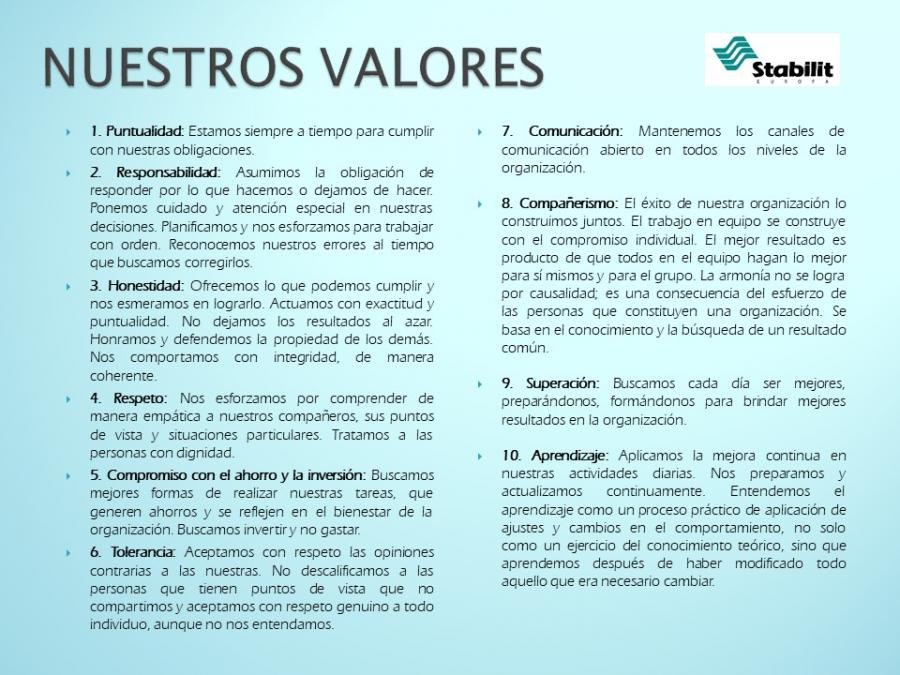 Valores De Una Empresa